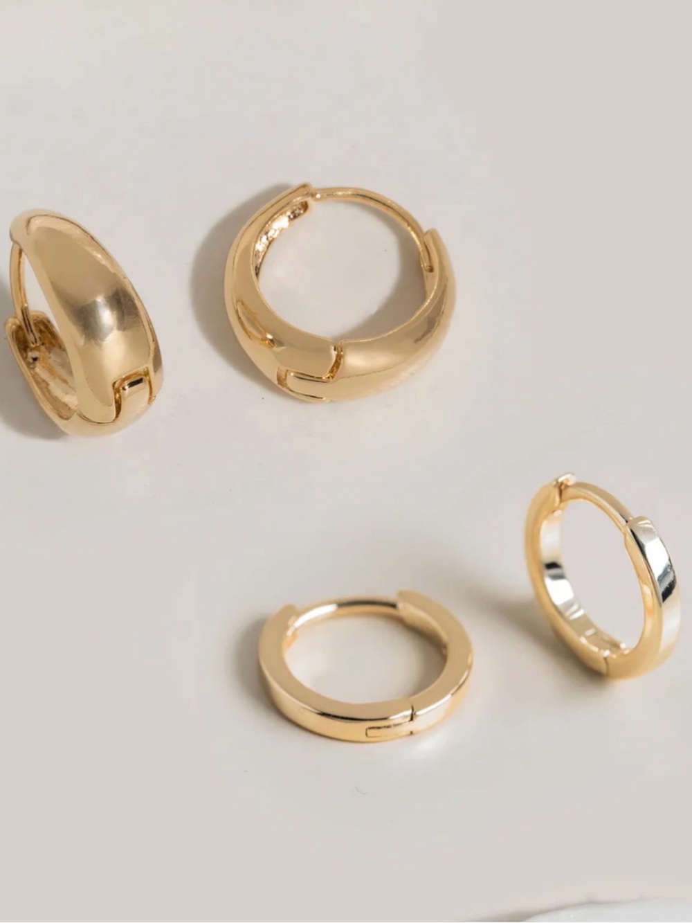 Sold Out! James Michelle Gold Mini & Tiny Hoop Huggies Earring (2 pairs) NIB